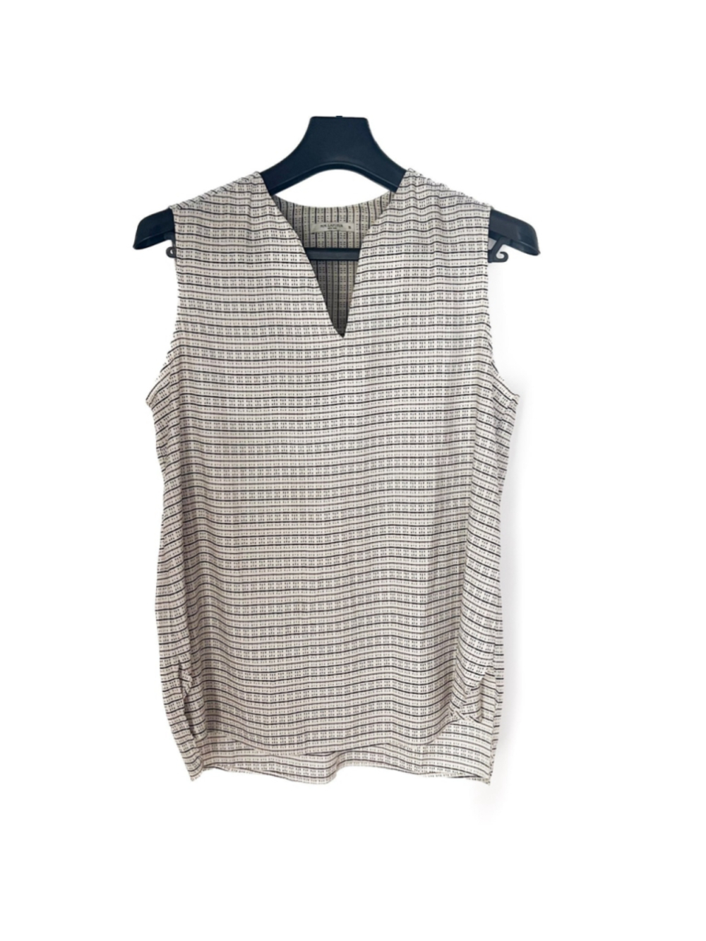 MM. LaFleur V Neck Top Cream Patterned Sleeveless Blouse Sz XL Professional